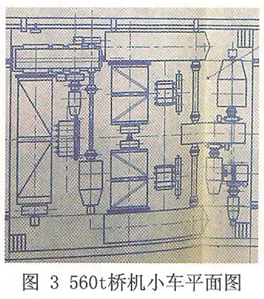 560T桥式起重机小车平面图